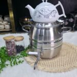کتری و قوری نفیس مدل رز استیل کف چدن 6 لیتری
