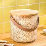 سطل برنج لیمون مدل شیاردار درب چوبی ظرفیت ۱۲ لیتر