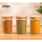 جا ادویه شیاردار لیمون ۲۵۰ میلی لیتر درب چوبی